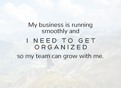 My business is running smoothly and I NEED TO GET ORGANIZED so my team can grow with me.